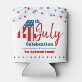 Patriottische Juli 4th USA Vlag Rood Wit Blauwe St Blikjeskoeler (Achterkant)