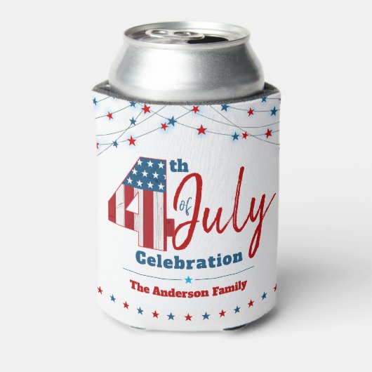 Patriottische Juli 4th USA Vlag Rood Wit Blauwe St Blikjeskoeler (Blikje Achterkant)
