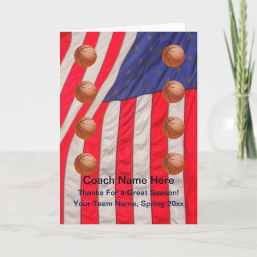 Patriottische Kaart voor basketbalcoach, Blank Ins (Voorkant)