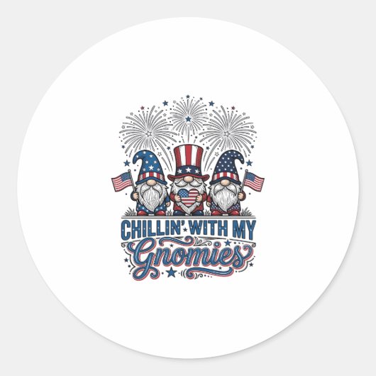 Patriottische Kabouter Chillin Met Mijn Kabouter T Ronde Sticker (Voorkant)