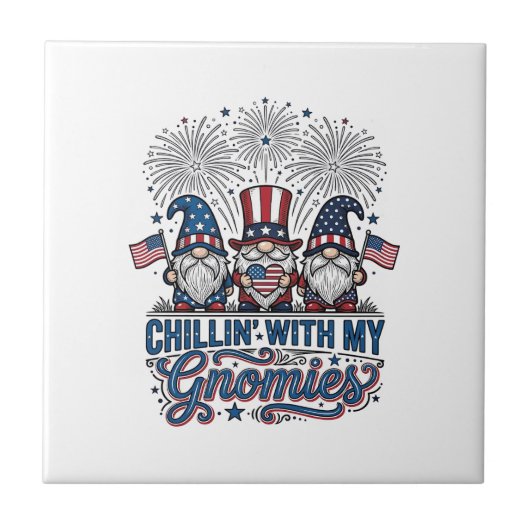 Patriottische Kabouter Chillin Met Mijn Kabouters  Tegeltje (Voorkant)