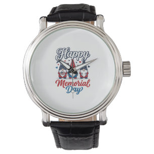 Patriottische Kabouter Gelukkige Gedenkdag Vintage Horloge