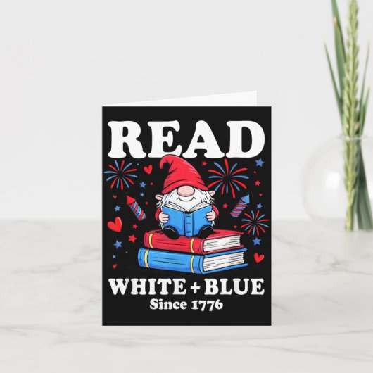 Patriottische Kabouter Leest Wit Blauwe 4 juli Boe Kaart (Voorkant)