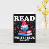 Patriottische Kabouter Leest Wit Blauwe 4 juli Boe Kaart (Gele Bloem)