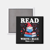 Patriottische Kabouter Leest Wit Blauwe 4 juli Boe Magneet (Voorkant / Achterkant)