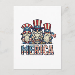 Patriottische Kabouter Merica Vintage Vector Ontwe Briefkaart