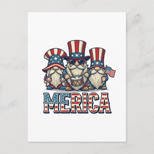 Patriottische Kabouter Merica Vintage Vector Ontwe Briefkaart (Voorkant)