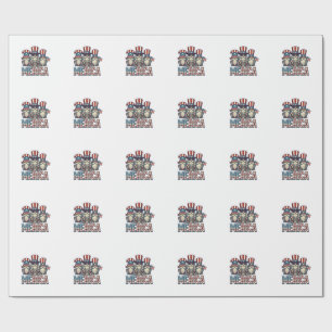 Patriottische Kabouter Merica Vintage Vector Ontwe Cadeaupapier