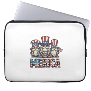 Patriottische Kabouter Merica Vintage Vector Ontwe Laptop Sleeve