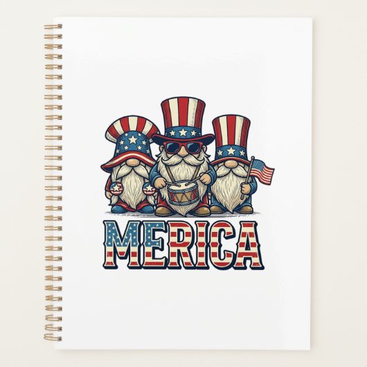 Patriottische Kabouter Merica Vintage Vector Ontwe Planner (Voorkant)