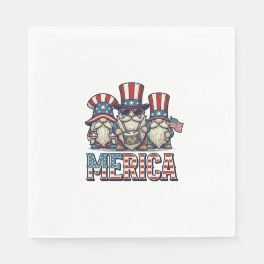 Patriottische Kabouter Merica Vintage Vector Ontwe Servet (Voorkant)