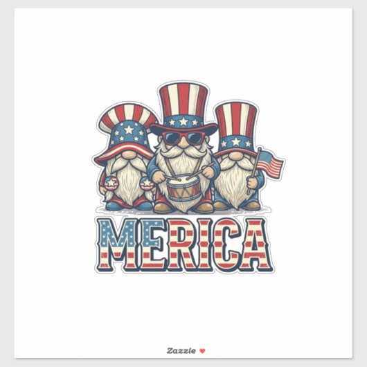 Patriottische Kabouter Merica Vintage Vector Ontwe Sticker (Vel)