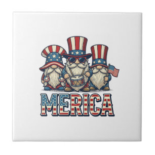 Patriottische Kabouter Merica Vintage Vector Ontwe Tegeltje