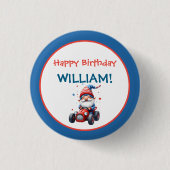 Patriottische Kabouter Rode Auto Kinderverjaardag Ronde Button 3,2 Cm (Voorkant)