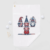 Patriottische Kabouter Trio Vintage Vector Ontwerp Golfhanddoek (Insitu)