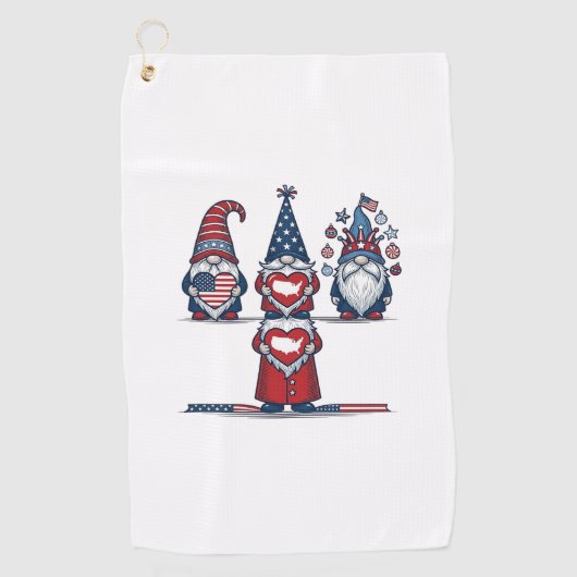Patriottische Kabouter Trio Vintage Vector Ontwerp Golfhanddoek (Voorkant)