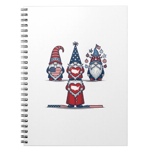 Patriottische Kabouter Trio Vintage Vector Ontwerp Notitieboek (Voorkant)