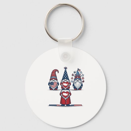 Patriottische Kabouter Trio Vintage Vector Ontwerp Sleutelhanger (Voorkant)