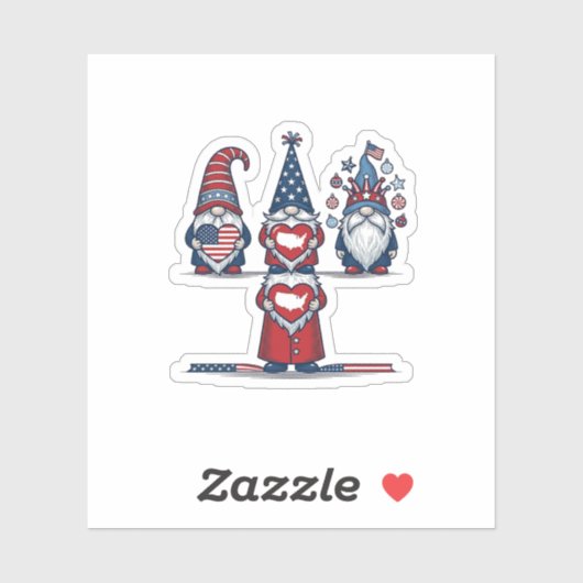 Patriottische Kabouter Trio Vintage Vector Ontwerp Sticker (Vel)