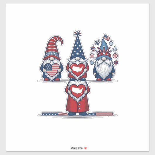 Patriottische Kabouter Trio Vintage Vector Ontwerp Sticker (Vel)