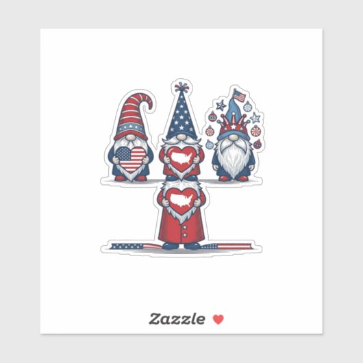Patriottische Kabouter Trio Vintage Vector Ontwerp Sticker (Vel)