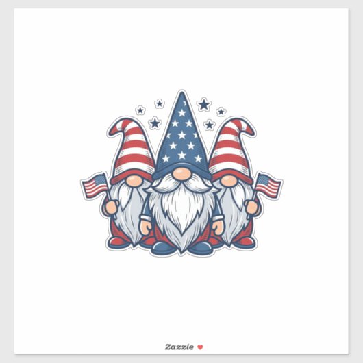 Patriottische Kabouter Trio Vintage Vector Ontwerp Sticker (Vel)