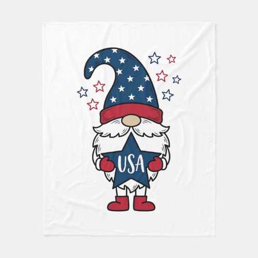 Patriottische Kabouter USA Ster Vector Shirt Ontwe Fleece Deken (Voorkant)