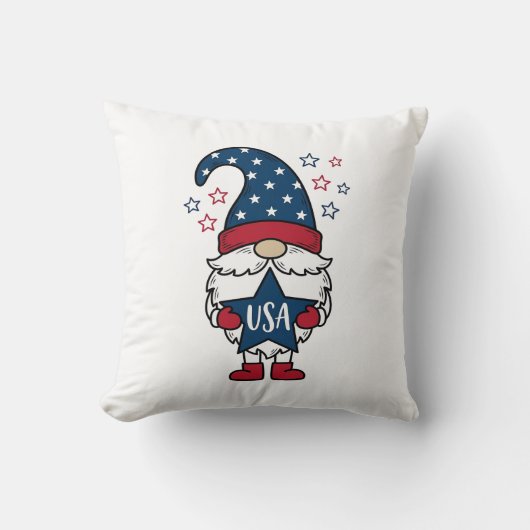 Patriottische Kabouter USA Ster Vector Shirt Ontwe Kussen (Voorkant)