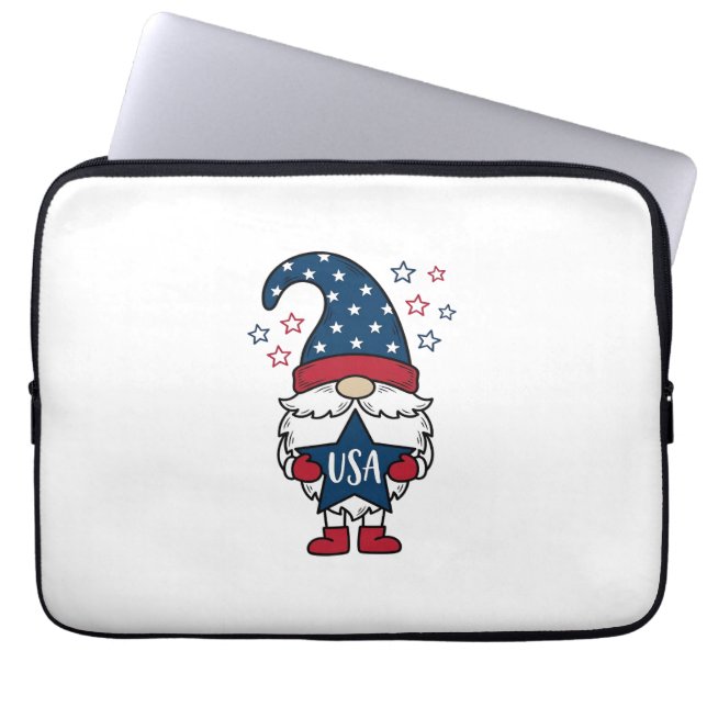 Patriottische Kabouter USA Ster Vector Shirt Ontwe Laptop Sleeve (Voorkant)
