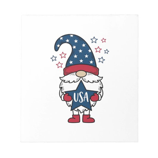 Patriottische Kabouter USA Ster Vector Shirt Ontwe Notitieblok (Voorkant)