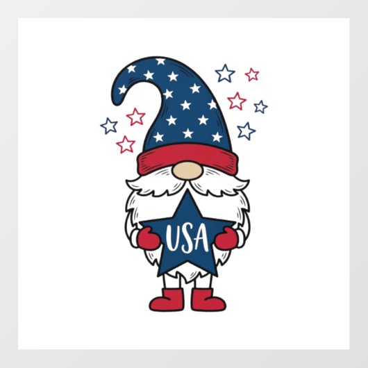 Patriottische Kabouter USA Ster Vector Shirt Ontwe Raamsticker (Vel)
