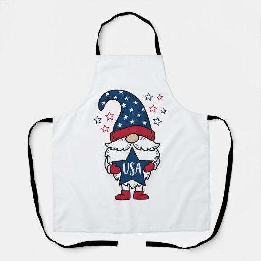 Patriottische Kabouter USA Ster Vector Shirt Ontwe Schort (Voorkant)