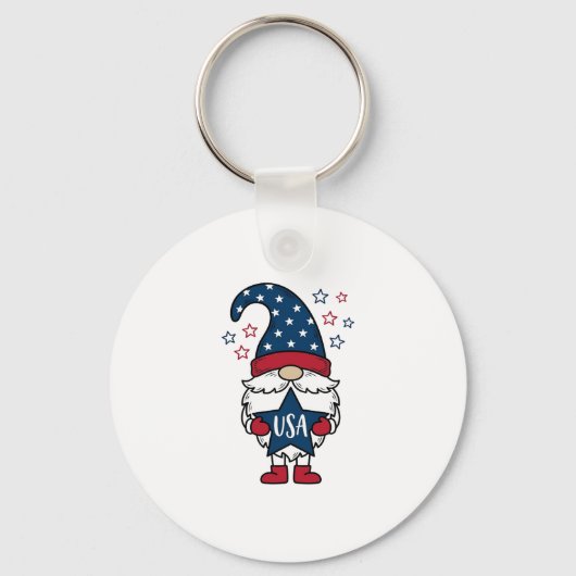 Patriottische Kabouter USA Ster Vector Shirt Ontwe Sleutelhanger (Voorkant)