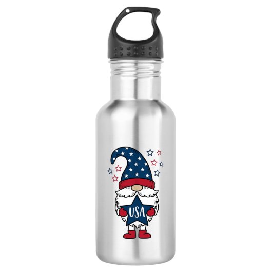 Patriottische Kabouter USA Ster Vector Shirt Ontwe Waterfles (Voorkant)