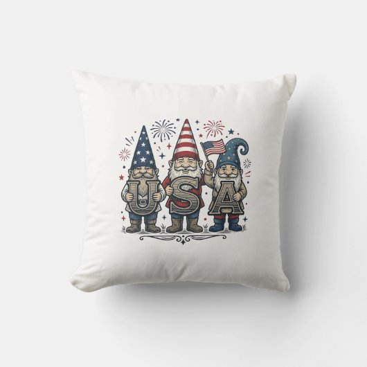 Patriottische Kabouter USA Vintage Vierde Juli Shi Kussen (Voorkant)