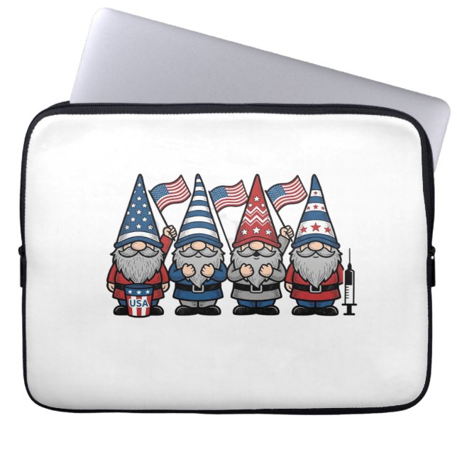 Patriottische Kabouter Verpleegster Vector Vintage Laptop Sleeve (Voorkant)