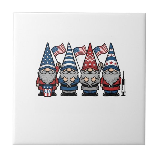 Patriottische Kabouter Verpleegster Vector Vintage Tegeltje (Voorkant)