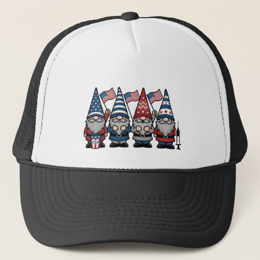 Patriottische Kabouter Verpleegster Vector Vintage Trucker Pet (Voorkant)