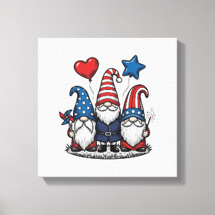 Patriottische Kabouter Vintage Gravure Vector Desi Canvas Afdruk