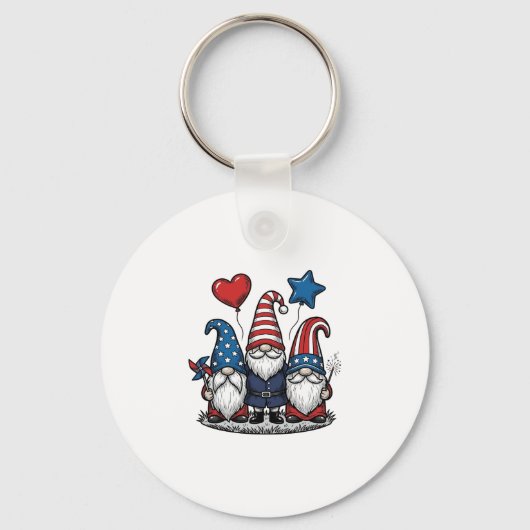 Patriottische Kabouter Vintage Gravure Vector Desi Sleutelhanger (Voorkant)