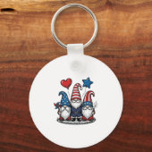Patriottische Kabouter Vintage Gravure Vector Desi Sleutelhanger (Voorkant)