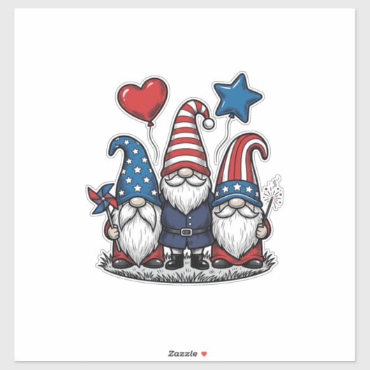 Patriottische Kabouter Vintage Gravure Vector Desi Sticker (Vel)