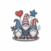 Patriottische Kabouter Vintage Gravure Vector Desi Sticker (Voorkant)