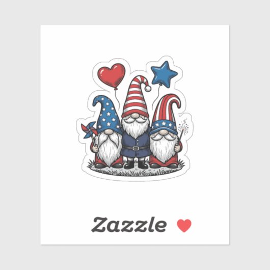 Patriottische Kabouter Vintage Gravure Vectorontwe Sticker (Vel)