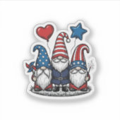 Patriottische Kabouter Vintage Gravure Vectorontwe Sticker (Voorkant)