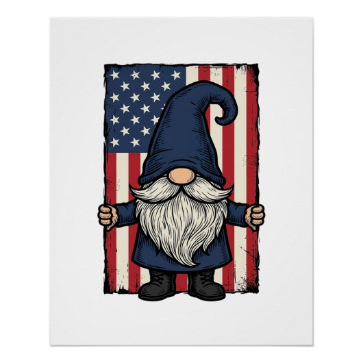 Patriottische Kabouter Vintage Vlag Shirt Ontwerp_ Perfect Poster (Voorkant)