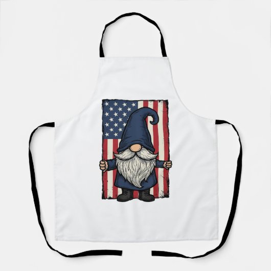 Patriottische Kabouter Vintage Vlag Shirt Ontwerp_ Schort (Voorkant)