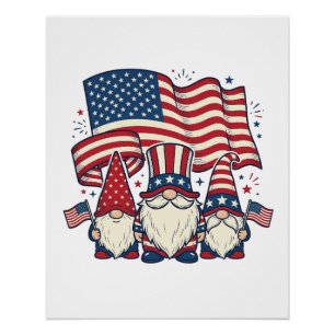 Patriottische Kabouter Vlag Vintage Gravure Ontwer Perfect Poster