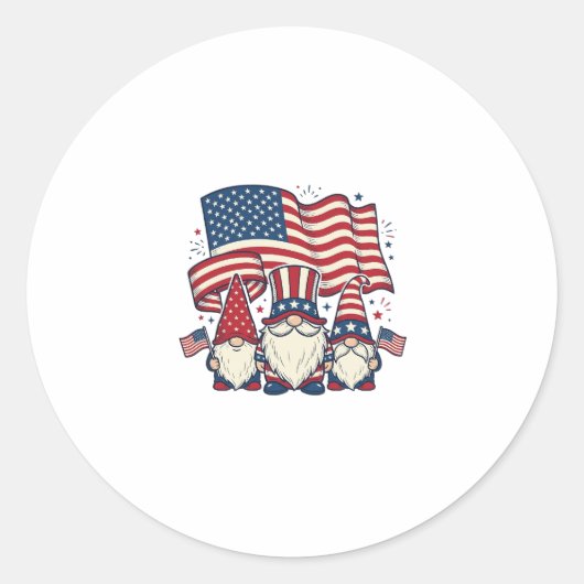 Patriottische Kabouter Vlag Vintage Gravure Ontwer Ronde Sticker (Voorkant)