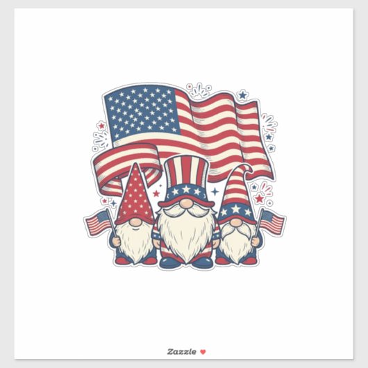 Patriottische Kabouter Vlag Vintage Gravure Ontwer Sticker (Vel)